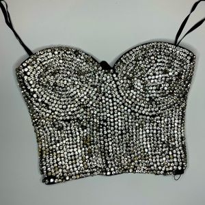 Sexy Diamond-studded Bundy Vest Wrapped Brassiere Sleeveless Bustier Crop Tops